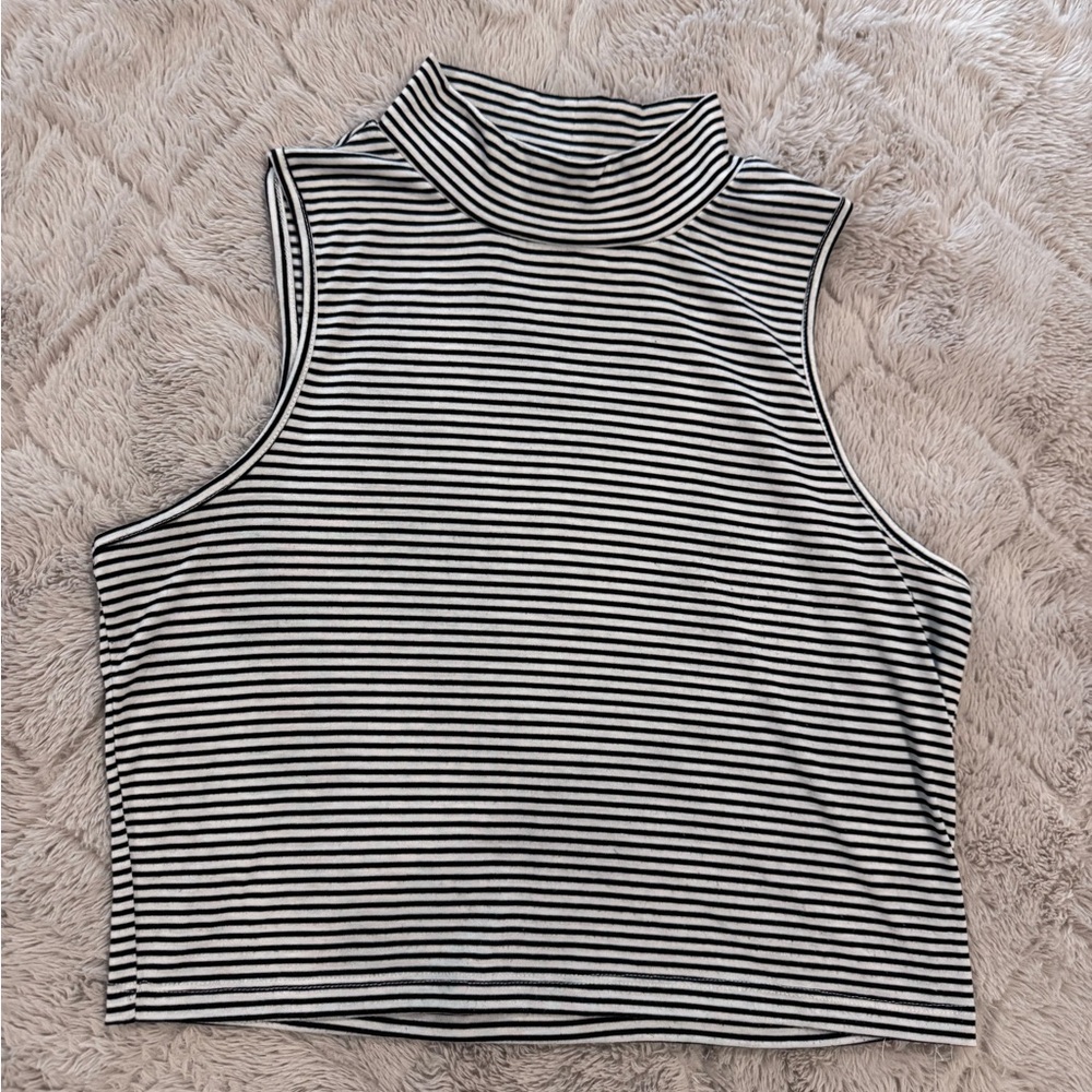 Ten Sixty Sherman Striped Sleeveless Turtleneck Top